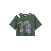 Open Shoulder Circus Loose Fit T-Shirt