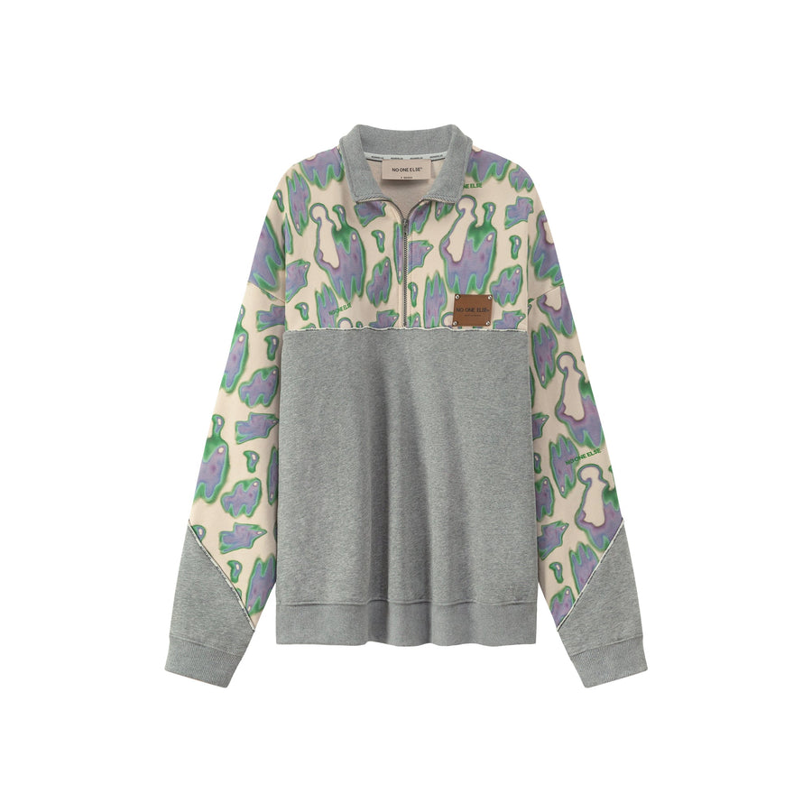 CHUU Half Zip-Up Loose Fit Printed Sweatshirt