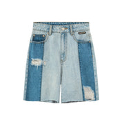 Color Matching Denim Bermuda Shorts