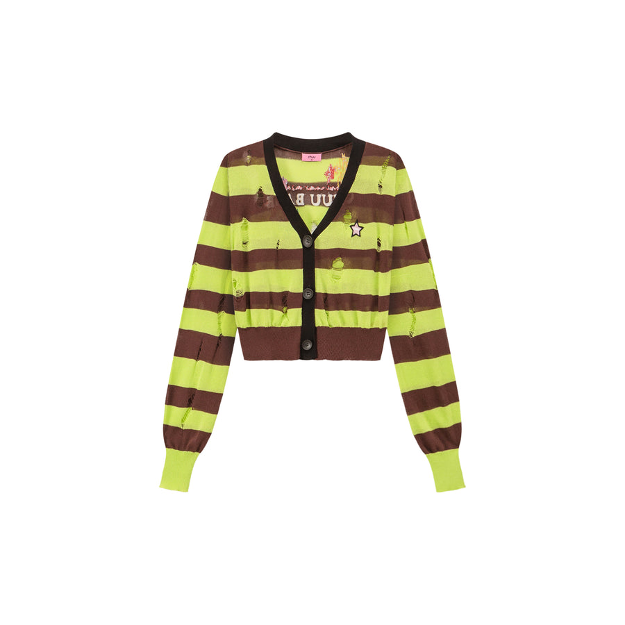 CHUU Striped Knit Cardigan