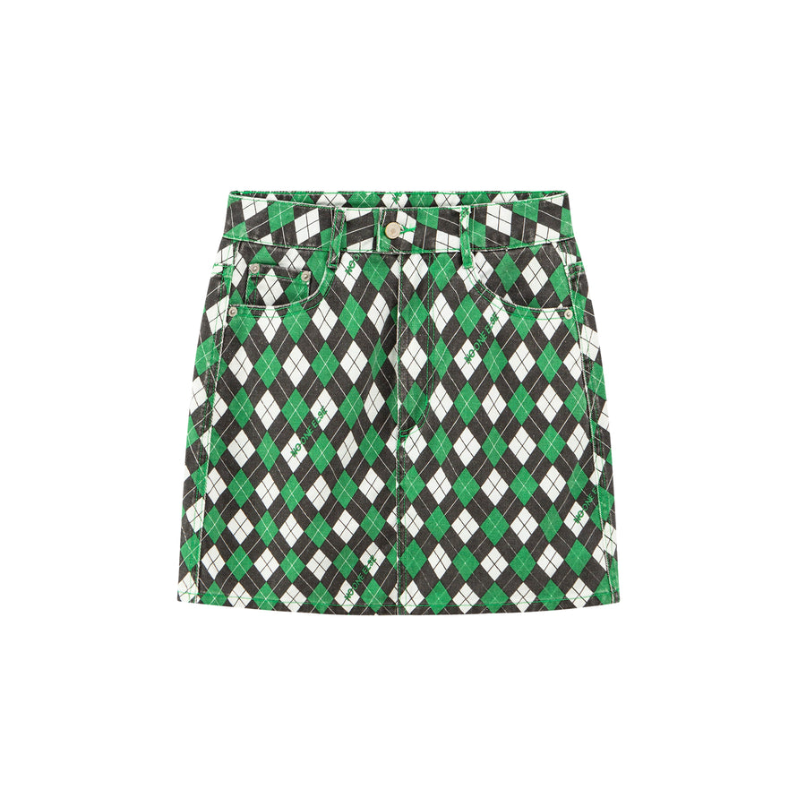 CHUU Diamond Argyle A-Line Mini Skirt