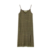 A-Line Slit Check Sleeveless Dress