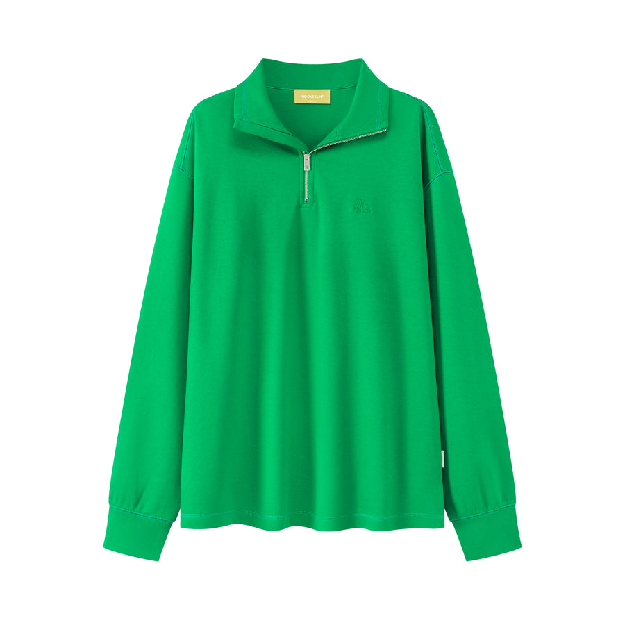 CHUU Simple High Neck Zip-Up Sweatshirt