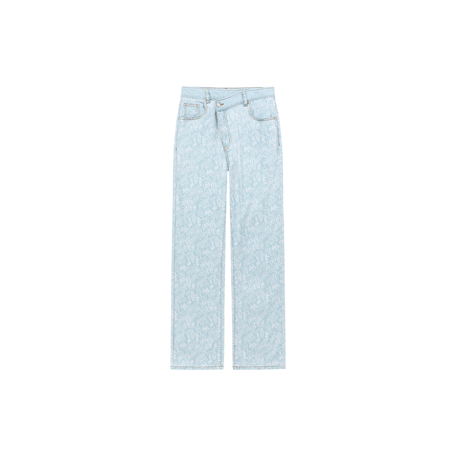 CHUU Printed Wide Denim Jeans