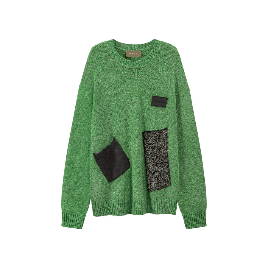 CHUU Patch Loose Fit Knit Sweater