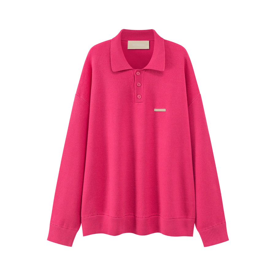 CHUU Polo Collar Long Sleeve Knit Sweater