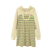 Loose Striped Hoodie Dress