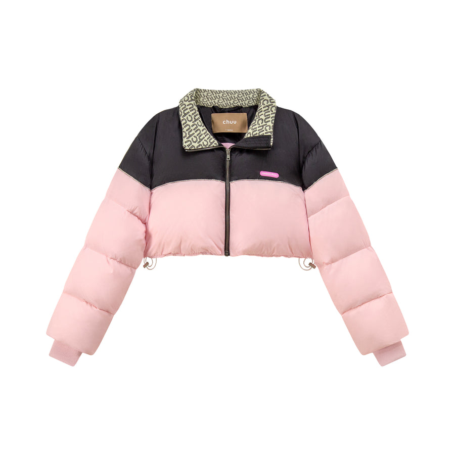 CHUU Pop Of Color Crop Padded Jacket