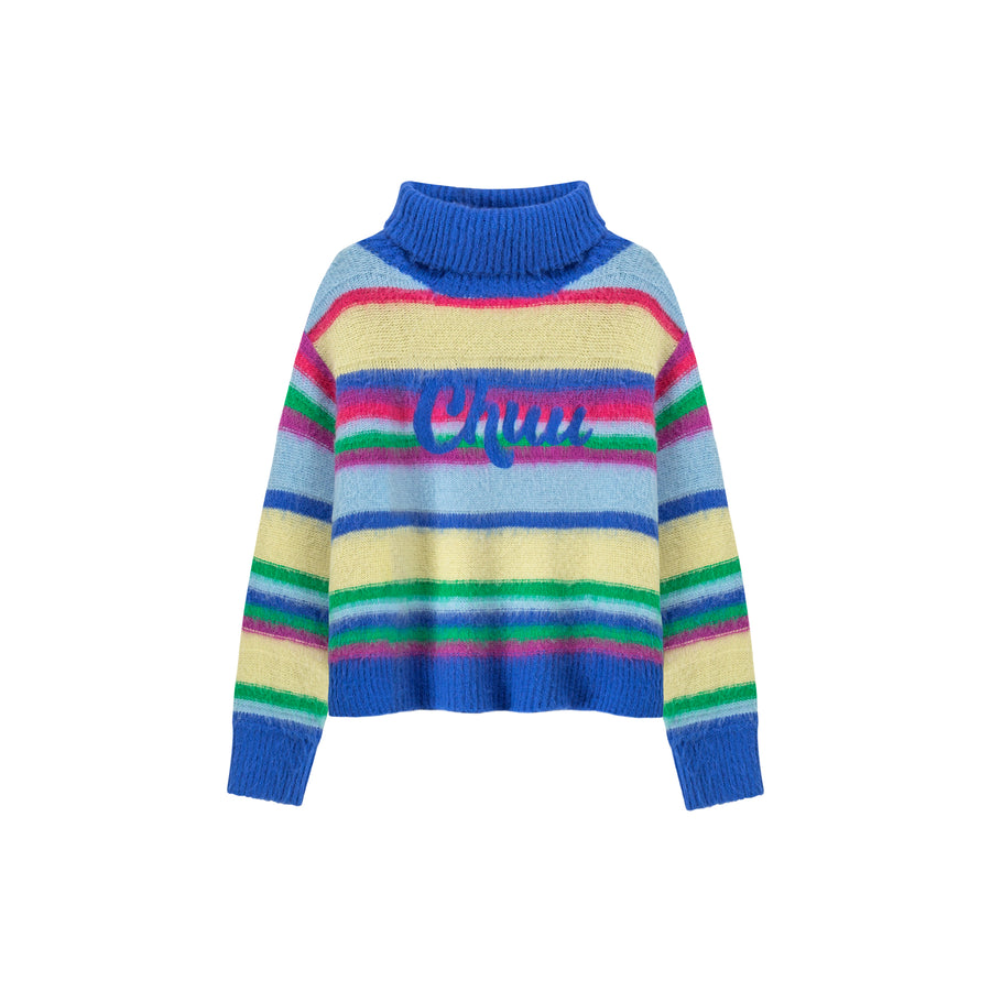 CHUU Loving You Two-Ways Stripe Knit Sweater