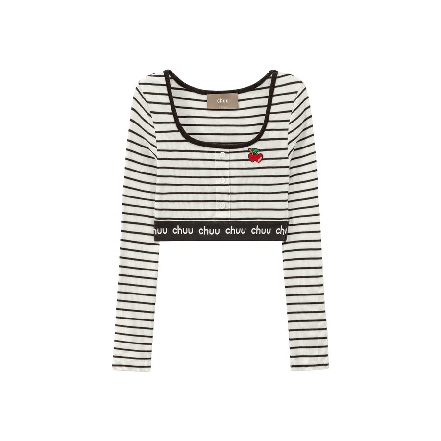 CHUU Slim Buttons Crop T-Shirt