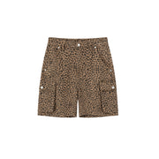 Leopard Pocket Denim Shorts