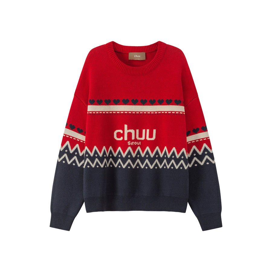 CHUU Feeling Festive Stripe Knit Sweater