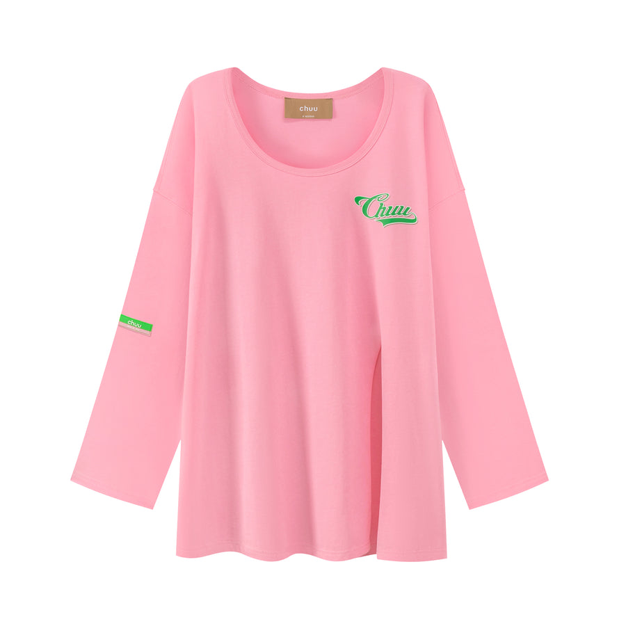 CHUU Side Slit Chuu Logo Loosefit Skater Top