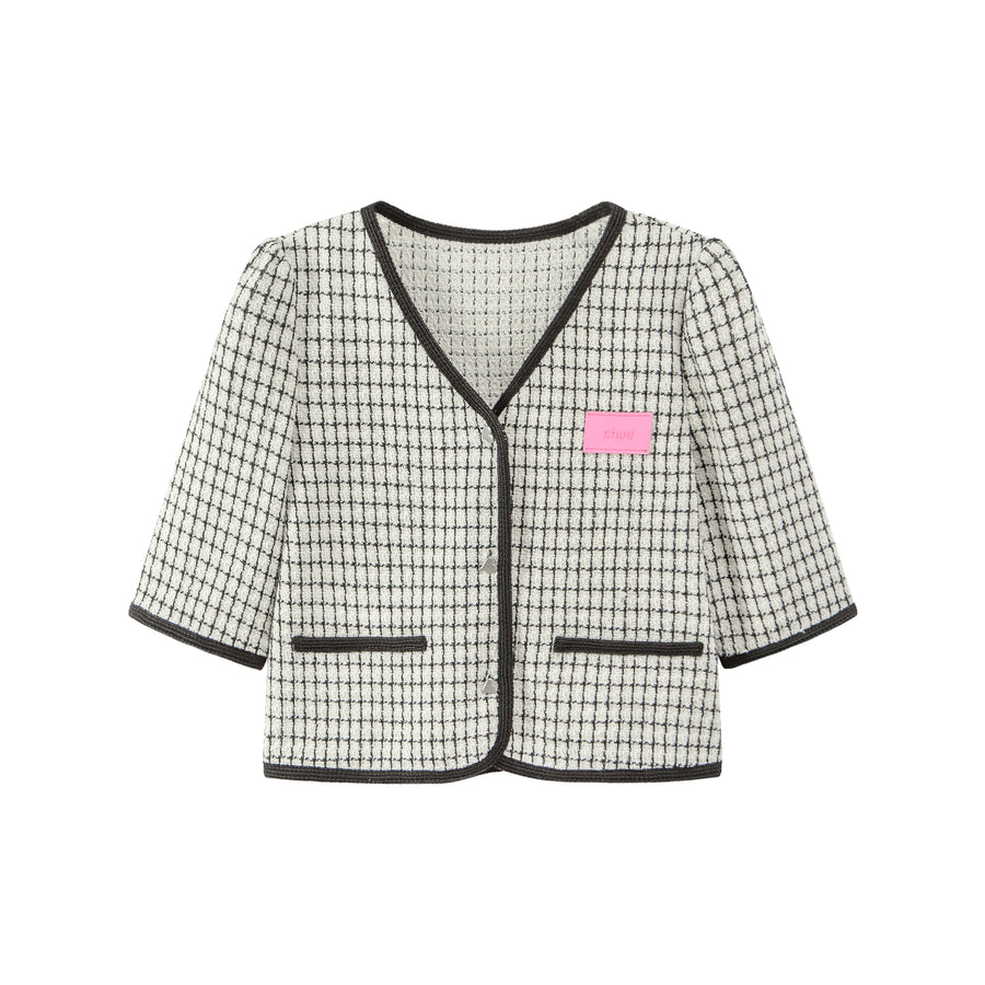 CHUU Chic Tweed Short-Sleeves Summer Jacket