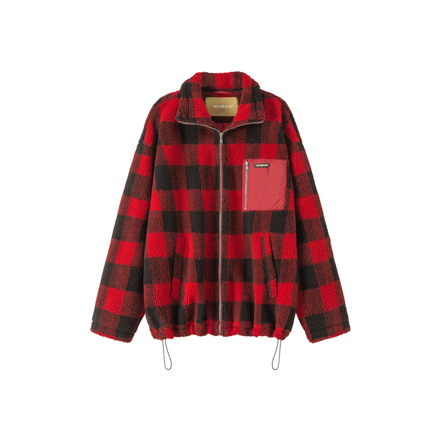 CHUU Classic Check Fleece Zip-Up Jacket