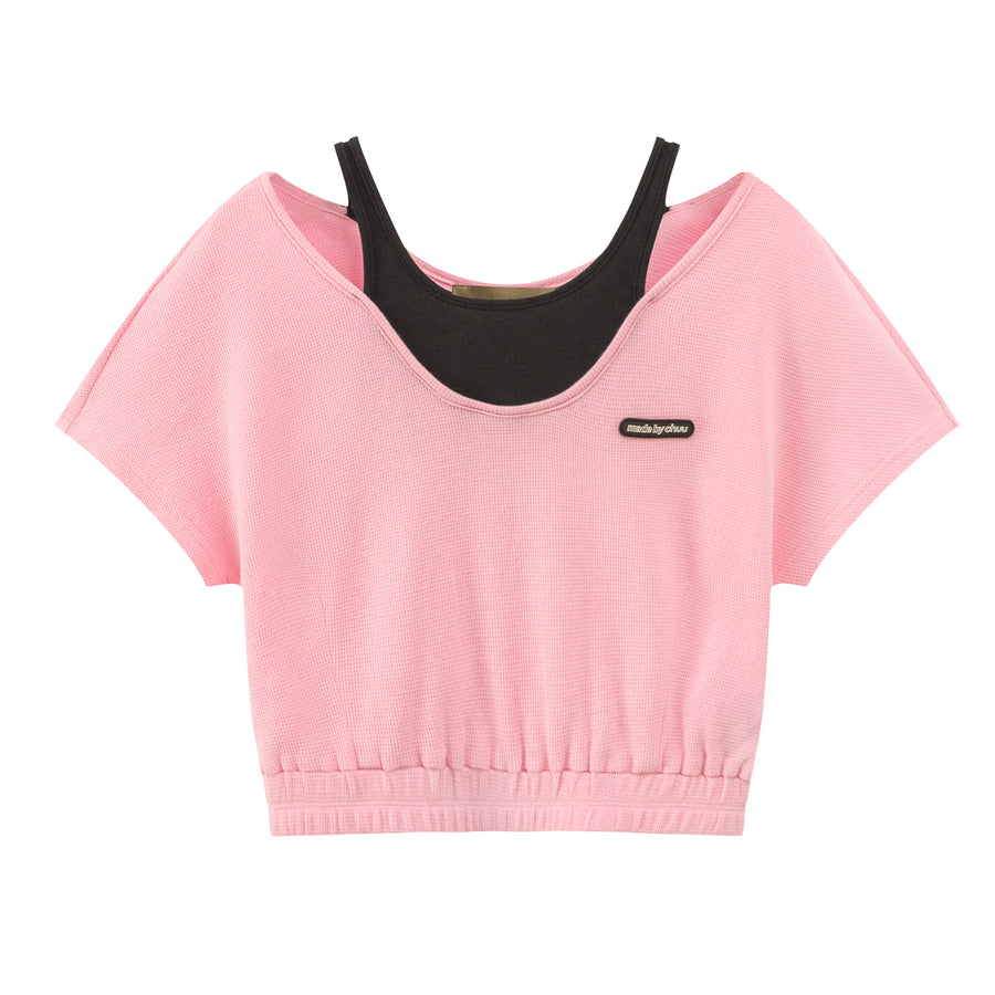 CHUU Two-Layer Crop Sport Top