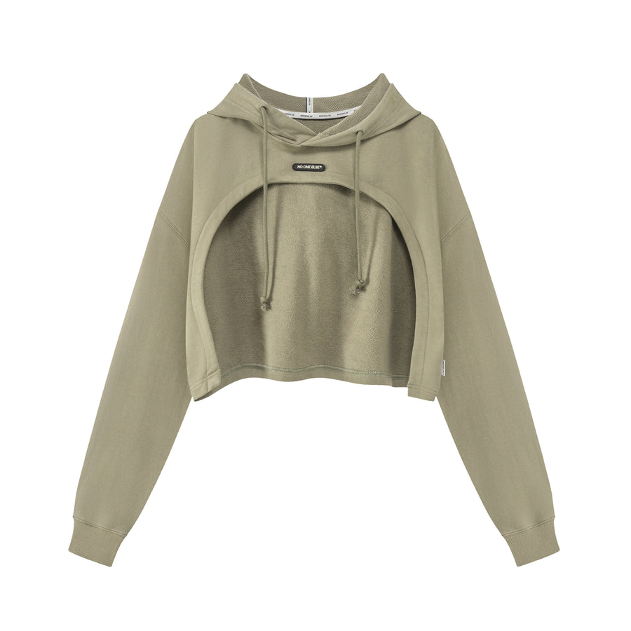 CHUU Cropped String Hoodie