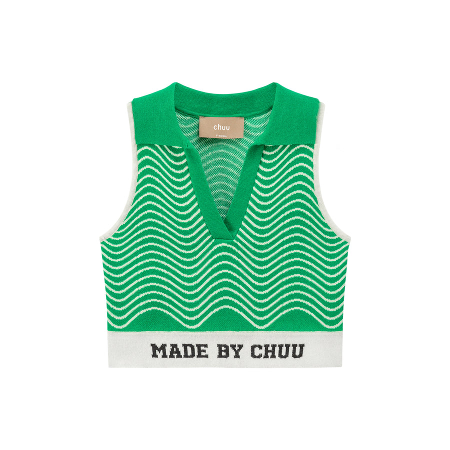 CHUU Wavy Waves Crop Top