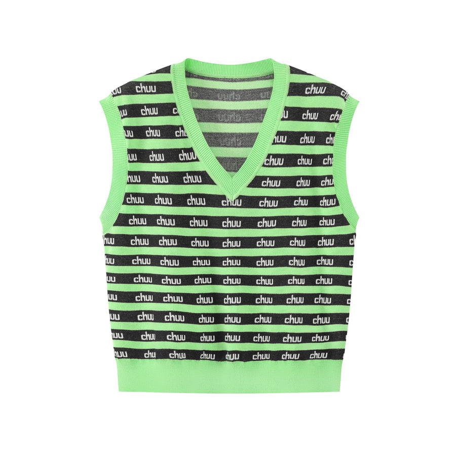 CHUU Stripes Chuu Logo Knit Vest