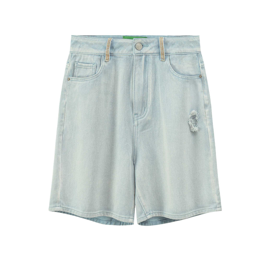 CHUU Wide Washed Denim Bermuda Shorts