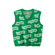 Bubble Letters V-Neck Knit Vest