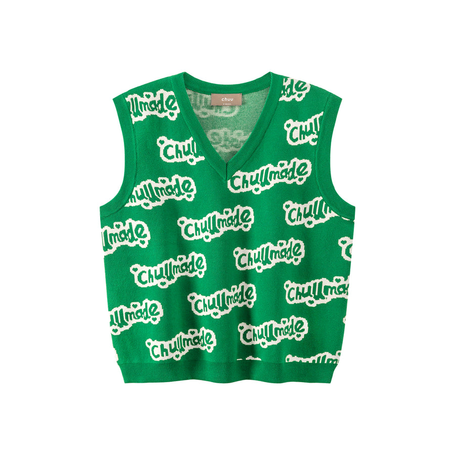 CHUU Bubble Letters V-Neck Knit Vest