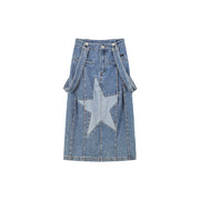 Star Denim Overall Skirt