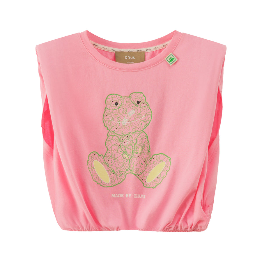 CHUU Happy Frog Shoulder Pad T-Shirt