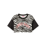 Zebra Contrast Cropped T-Shirt