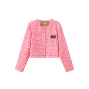 Square Shoulder Crop Tweed Jacket