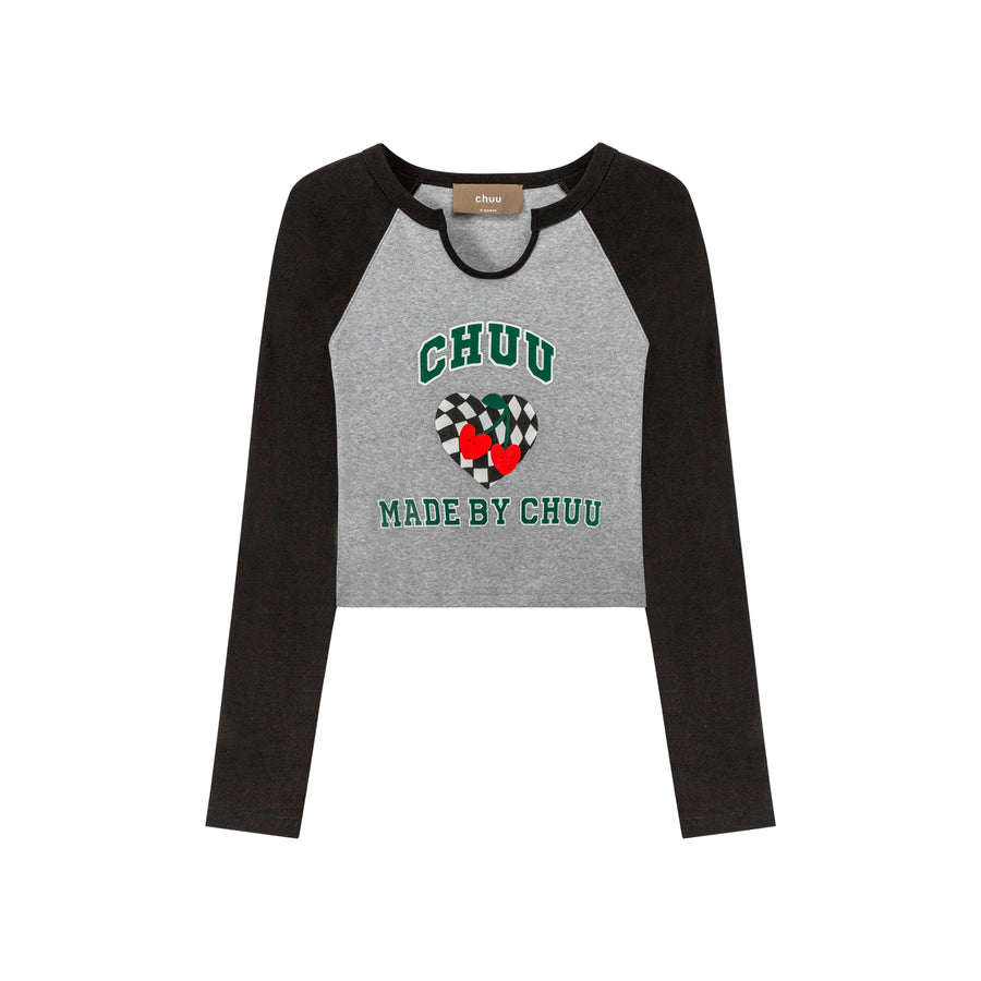 CHUU Make Me A Believer Raglan Color Crop T-Shirt