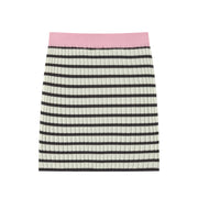 Striped Stretchy Knit Mini Skirt