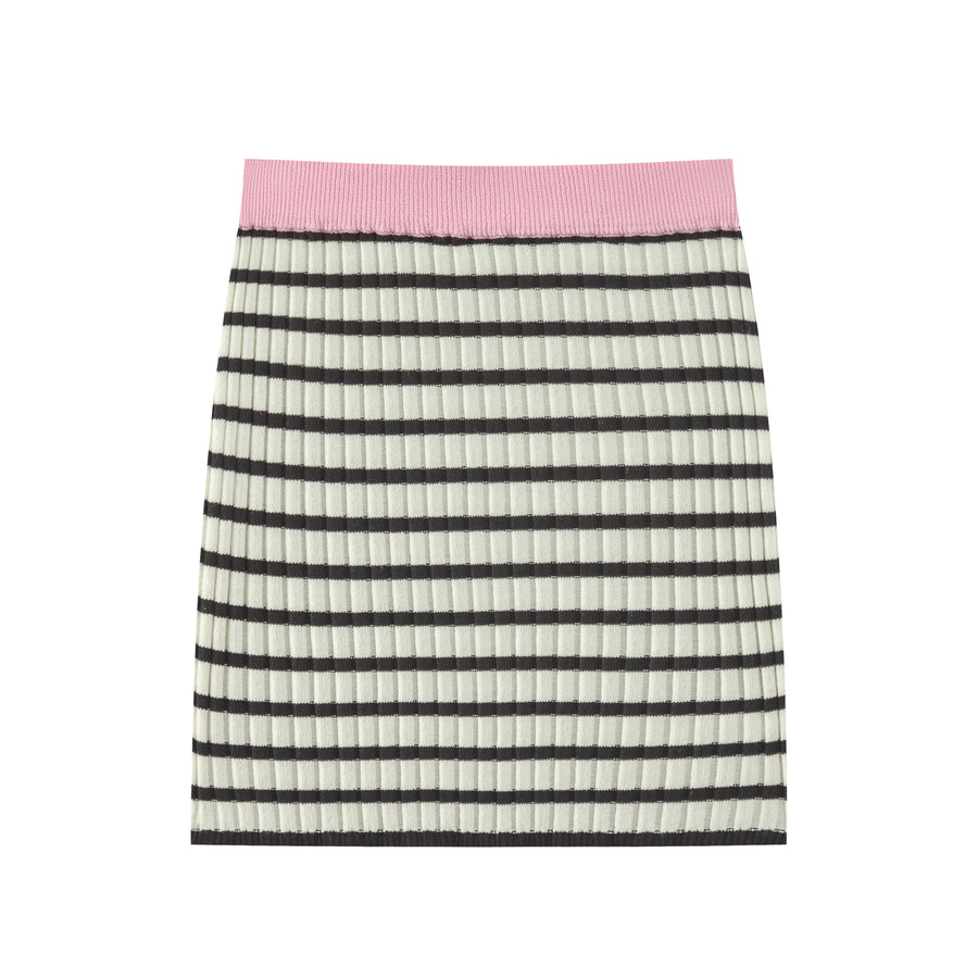 CHUU Striped Stretchy Knit Mini Skirt