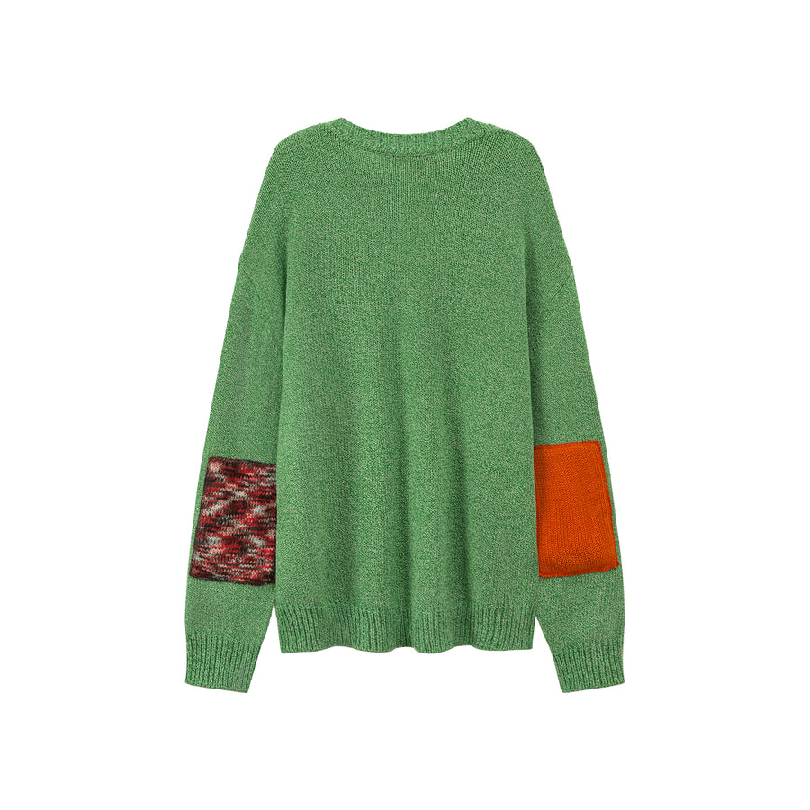 CHUU Patch Loose Fit Knit Sweater