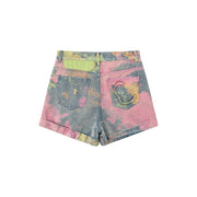 Colorful Printed Denim Shorts