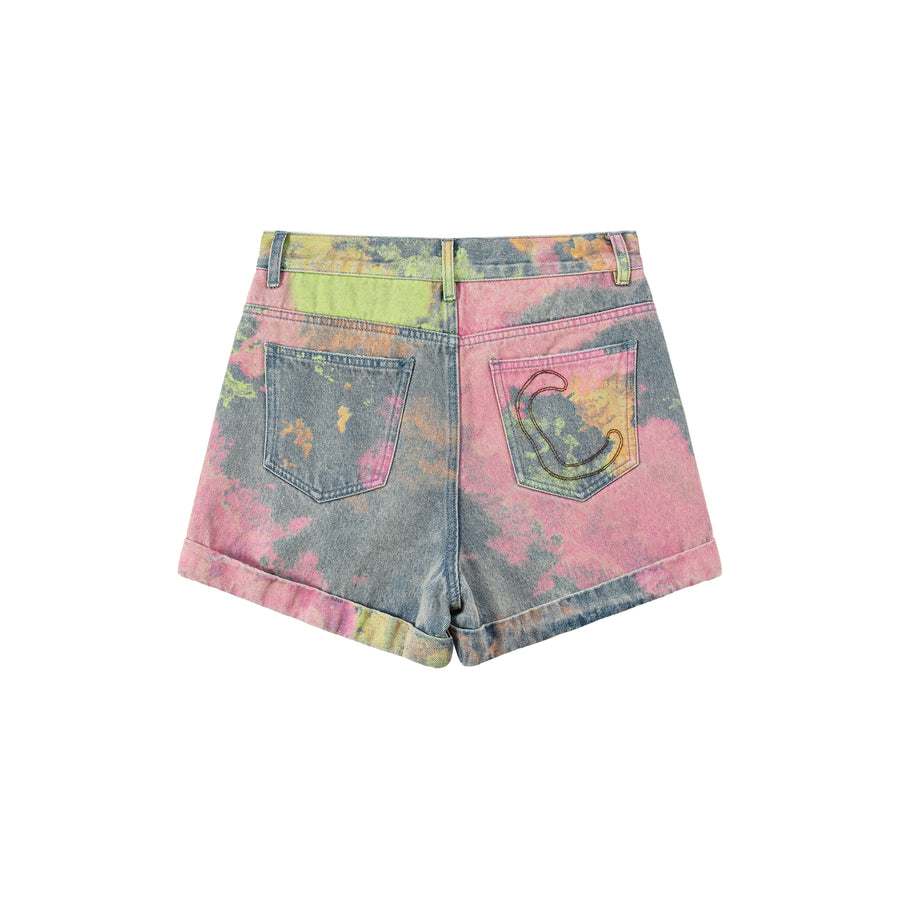 CHUU Colorful Printed Denim Shorts