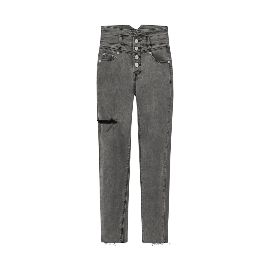 CHUU High Waist Button Slim Jeans