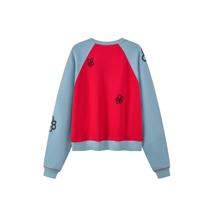 CHUU Besties For Life Flower Raglan Sweatshirt