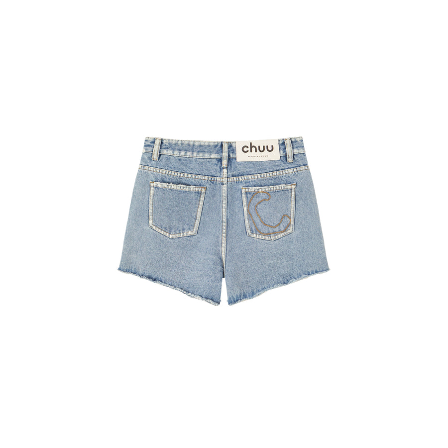 CHUU Washed Half Denim Shorts