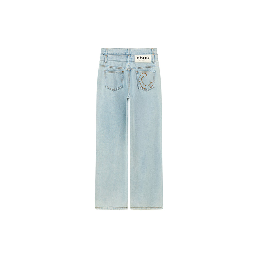 CHUU Two-Layer Illusion Wide Denim Jeans