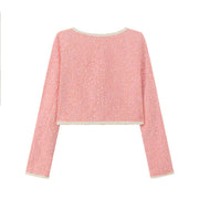 Pink Tweed Crop Jacket