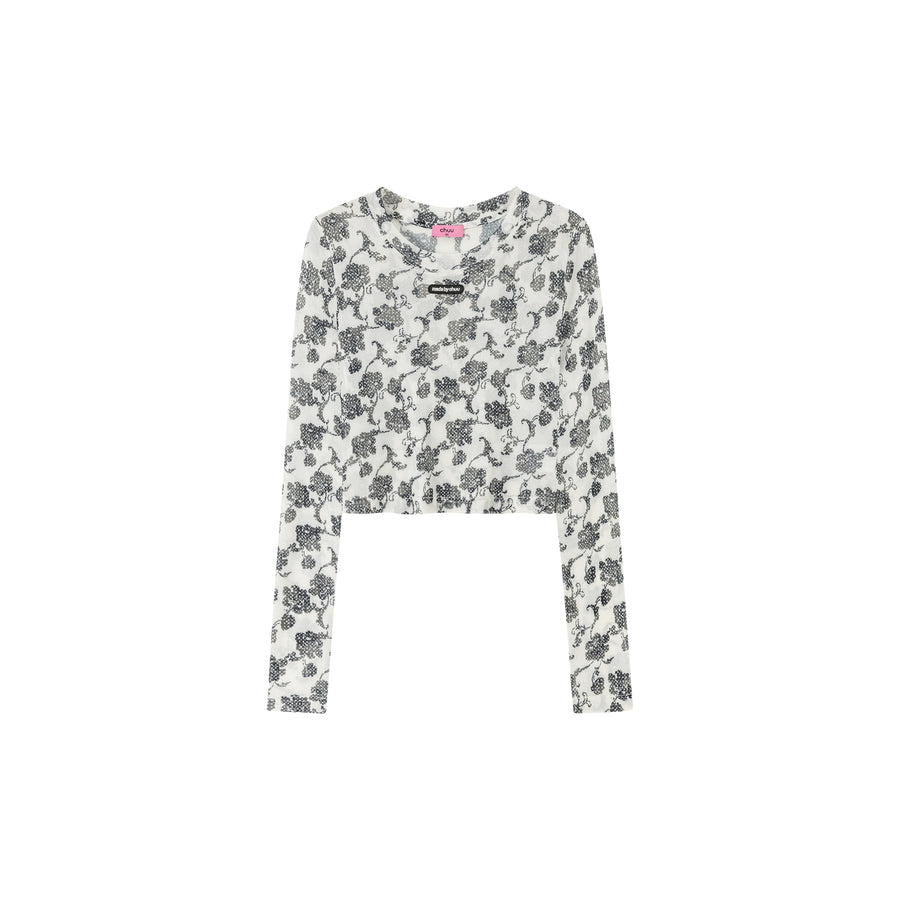 CHUU Flower Pattern Cropped Top