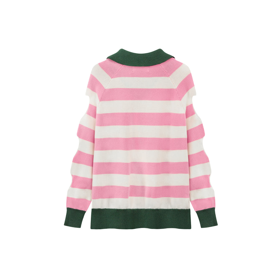 CHUU Open Book Loose Fit V-Neck Striped Knit Top