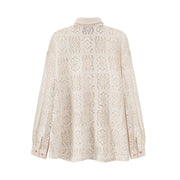 Fancy Eyelet Loose Fit Knit Sweater Shirt