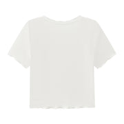 Frill Hem V-Neck Crop T-Shirt