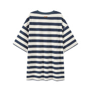 Striped Front Twist Oversize Crop T-Shirt