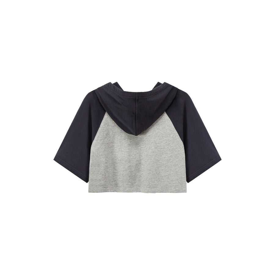 CHUU Contrast Raglan Cropped Hoodie