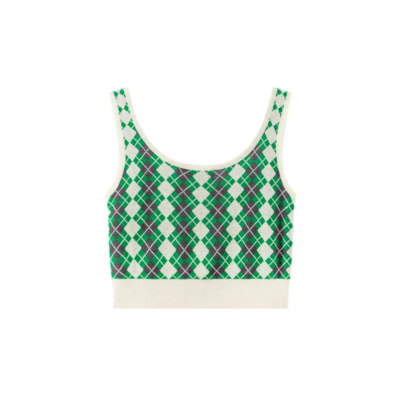 CHUU Argyle Knitwear Bra Top