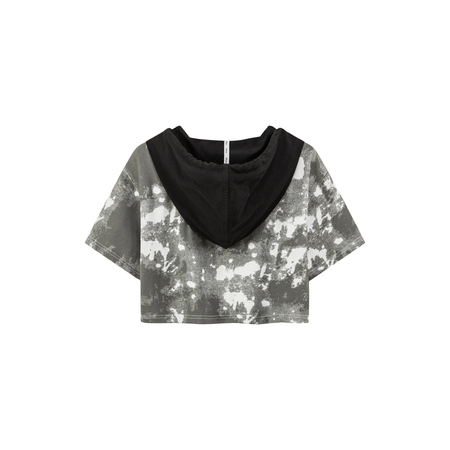 CHUU Contrast Cropped Hooded T-Shirt