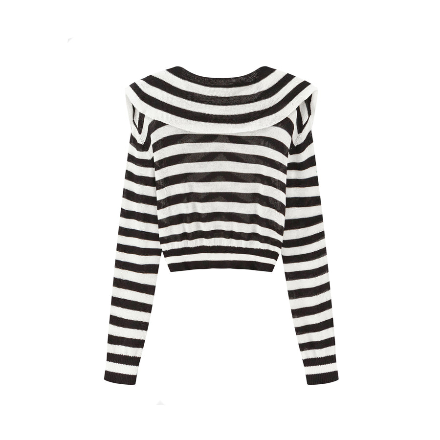 CHUU Striped Simple Knit Cardigan